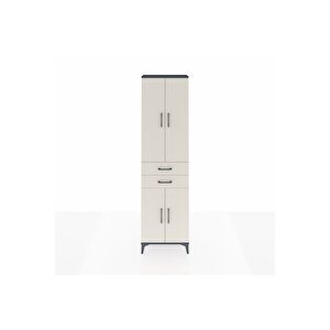 Arges Dolap 3 Raflı 2 Çekmeceli Tek Askılı 60x30x221 Antrasit-aytaşı