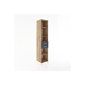 Hyperion Dolap 4 Raflı 2 Çekmeceli 44x44x221 Çam-antrasit