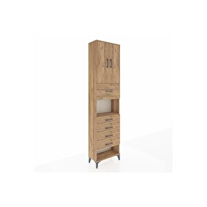 Arges Dolap 3 Raflı 5 Çekmeceli 2 Kapaklı 60x30x243 Çam-çam