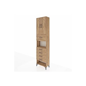 Arges Dolap 3 Raflı 5 Çekmeceli 2 Kapaklı 60x30x243 Çam-çam