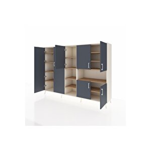 Hyperion Dolap 13 Raflı 7 Kapaklı 220x44x163 Aytaşı-antrasit/çam