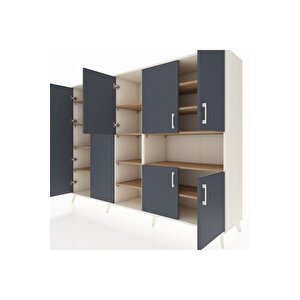 Hyperion Dolap 13 Raflı 7 Kapaklı 220x44x163 Aytaşı-antrasit/çam