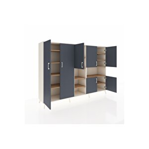 Hyperion Dolap 13 Raflı 7 Kapaklı 220x44x163 Aytaşı-antrasit/çam