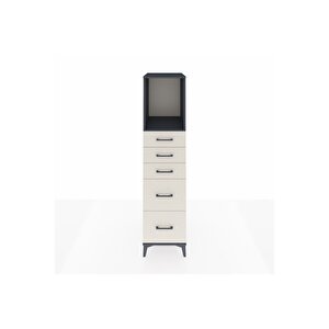 Kronos Dolap Tek Raflı 5 Çekmeceli 44x59x182 Antrasit-aytaşı