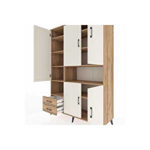 Hyperion Dolap 10 Raflı 2 Çekmeceli 5 Kapaklı 132x44x195 Çam-aytaşı/çam