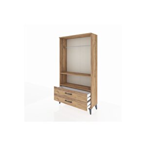Arges Dolap 2 Raflı 2 Çekmeceli Tek Askılı 88x30x163 Çam-çam