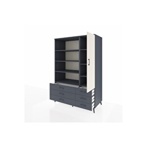 Kronos Dolap 8 Raflı 6 Çekmeceli Tek Kapaklı  132x59x195 Antrasit-aytaşı/antrasit