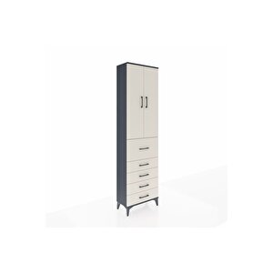 Arges Dolap 3 Raflı 5 Çekmeceli 2 Kapaklı 60x30x221 Antrasit-aytaşı