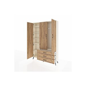 Arges Gardrop 6 Raflı 3 Çekmeceli Tek Askılı 132x30x195 Aytaşı-çam