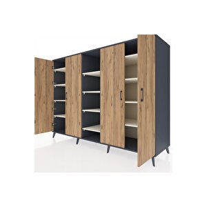 Kronos Dolap 12 Raflı 4 Kapaklı 220x59x163 Antrasit-çam/aytaşı