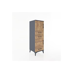 Hyperion Dolap 2 Raflı 3 Çekmeceli 2 Kapaklı 44x44x134 Antrasit-çam