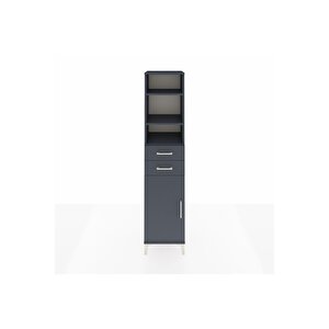 Hyperion Dolap 4 Raflı 2 Çekmeceli Tek Kapaklı 44x44x195 Antrasit-antrasit