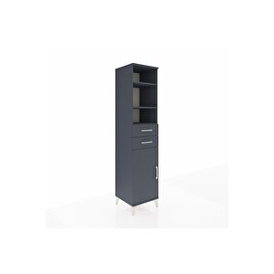 Hyperion Dolap 4 Raflı 2 Çekmeceli Tek Kapaklı 44x44x195 Antrasit-antrasit