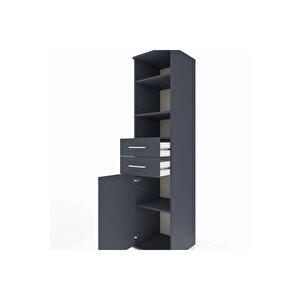 Hyperion Dolap 4 Raflı 2 Çekmeceli Tek Kapaklı 44x44x195 Antrasit-antrasit