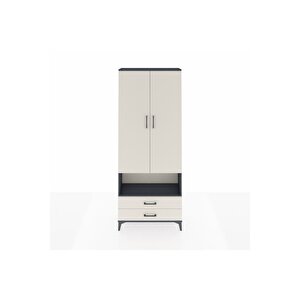 Arges Dolap 3 Raflı 2 Çekmeceli Tek Askılı 88x30x221 Antrasit-aytaşı