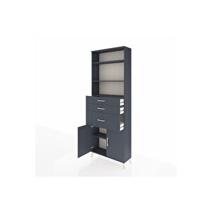 Arges Dolap 4 Raflı 3 Çekmeceli 2 Kapaklı 88x30x243 Antrasit-antrasit