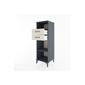 Hyperion Dolap 2 Raflı 2 Çekmeceli 44x44x134 Antrasit-aytaşı