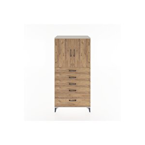 Hyperion Dolap Tek Raflı 5 Çekmeceli 2 Kapaklı 88x44x182 Aytaşı-çam