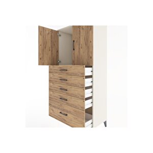 Hyperion Dolap Tek Raflı 5 Çekmeceli 2 Kapaklı 88x44x182 Aytaşı-çam