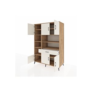 Kronos Dolap 10 Raflı Tek Çekmeceli 6 Kapaklı 132x59x195 Çam-aytaşı/aytaşı