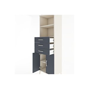 Hyperion Dolap 3 Raflı 3 Çekmeceli 2 Kapaklı 60x44x195 Aytaşı-antrasit