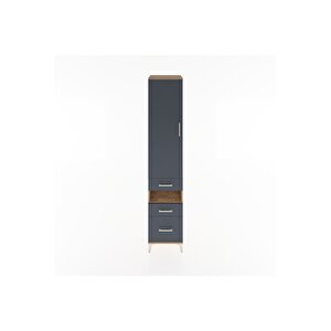 Hyperion Dolap 4 Raflı 3 Çekmeceli Tek Kapaklı 44x44x221 Çam-antrasit