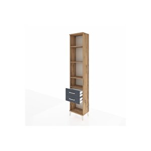 Arges Dolap 4 Raflı 2 Çekmeceli 44x30x221 Çam-antrasit