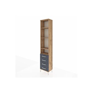 Arges Dolap 4 Raflı 4 Çekmeceli 44x30x221 Çam-antrasit