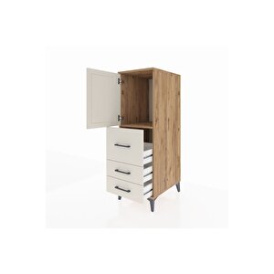 Kronos Dolap Tek Raflı 3 Çekmeceli Tek Kapaklı 44x59x134 Çam-aytaşı