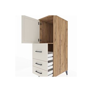 Kronos Dolap Tek Raflı 3 Çekmeceli Tek Kapaklı 44x59x134 Çam-aytaşı