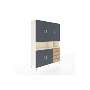 Hyperion Dolap 7 Raflı 4 Çekmeceli 5 Kapaklı 132x44x195 Aytaşı-antrasit/çam