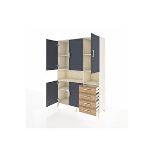 Hyperion Dolap 7 Raflı 4 Çekmeceli 5 Kapaklı 132x44x195 Aytaşı-antrasit/çam