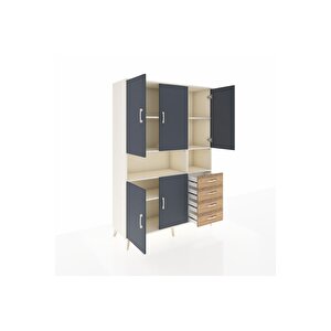 Hyperion Dolap 7 Raflı 4 Çekmeceli 5 Kapaklı 132x44x195 Aytaşı-antrasit/çam