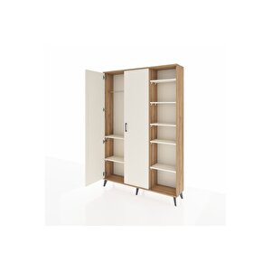 Arges Gardrop 7 Raflı 2 Kapaklı Tek Askılı 132x30x195 Çam-aytaşı