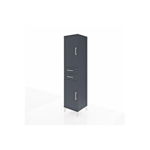 Hyperion Dolap 4 Raflı 2 Çekmeceli Tek Kapaklı 44x44x195 Antrasit-antrasit