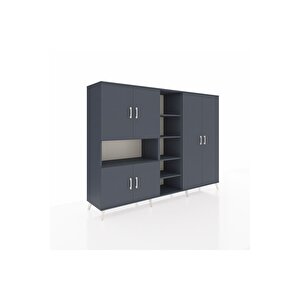 Hyperion Dolap 13 Raflı 6 Kapaklı 220x44x163 Antrasit-antrasit