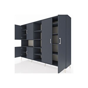 Hyperion Dolap 13 Raflı 6 Kapaklı 220x44x163 Antrasit-antrasit