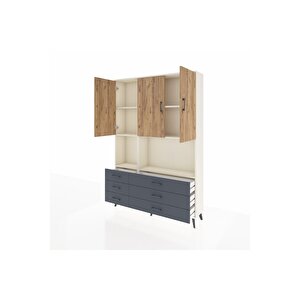 Arges Dolap 6 Raflı 6 Çekmeceli 3 Kapaklı 132x30x195 Aytaşı-çam/antrasit