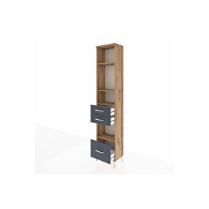 Arges Dolap 4 Raflı 3 Çekmeceli 44x30x221 Çam-antrasit