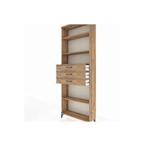 Arges Dolap 4 Raflı 3 Çekmeceli 88x30x243 Çam-çam