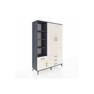 Hyperion Gardrop 5 Raflı 4 Çekmeceli Tek Askılı 132x44x195 Antrasit-aytaşı