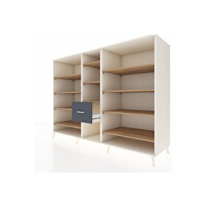 Kronos Dolap 11 Raflı 3 Çekmeceli  220x59x163 Aytaşı-çam/antrasit
