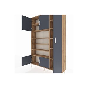 Arges Dolap 11 Raflı 5 Kapaklı 132x30x195 Çam-antrasit/çam