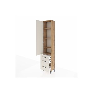 Arges Dolap 4 Raflı 3 Çekmeceli Tek Kapaklı 44x30x221 Çam-aytaşı