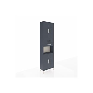 Arges Dolap 4 Raflı 2 Çekmeceli 4 Kapaklı 60x30x221 Antrasit-antrasit