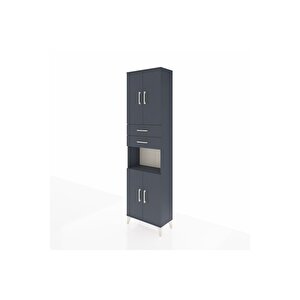 Arges Dolap 4 Raflı 2 Çekmeceli 4 Kapaklı 60x30x221 Antrasit-antrasit