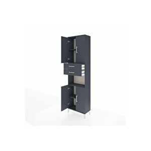 Arges Dolap 4 Raflı 2 Çekmeceli 4 Kapaklı 60x30x221 Antrasit-antrasit