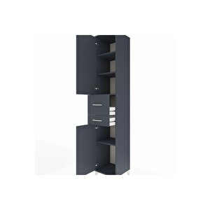 Hyperion Dolap 4 Raflı 2 Çekmeceli 2 Kapaklı 44x44x243 Antrasit-antrasit