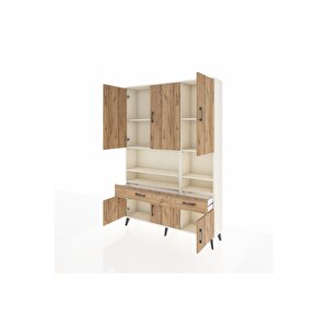 Arges Gardrop 8 Raflı 2 Çekmeceli 6 Kapaklı 132x30x195 Aytaşı-çam