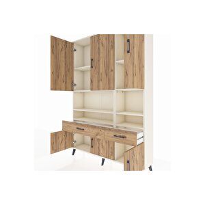 Arges Gardrop 8 Raflı 2 Çekmeceli 6 Kapaklı 132x30x195 Aytaşı-çam